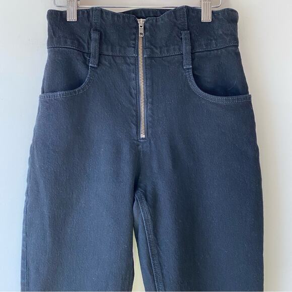 Reformation Yasmin Jeans in Black Size 26 Paperbag Front Zipper Stretch - Picture 4 of 14